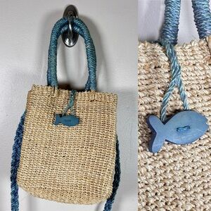VTG Croft & Borrow Straw Bag Fish 90s Y2K Crossbody Tote Beach Vacation